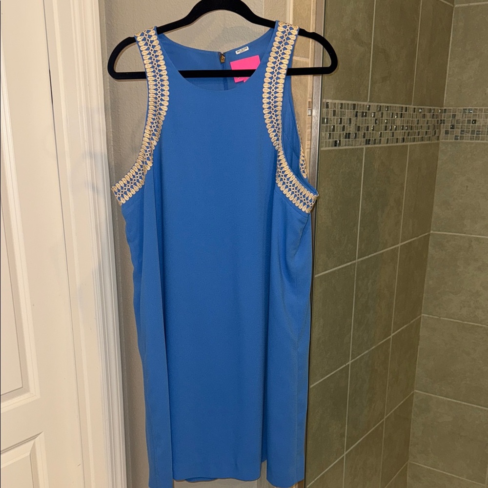 Lilly Pulitzer Amayah Soft Shift Sleeveless Dress Blue Tang Size 16 Worn once